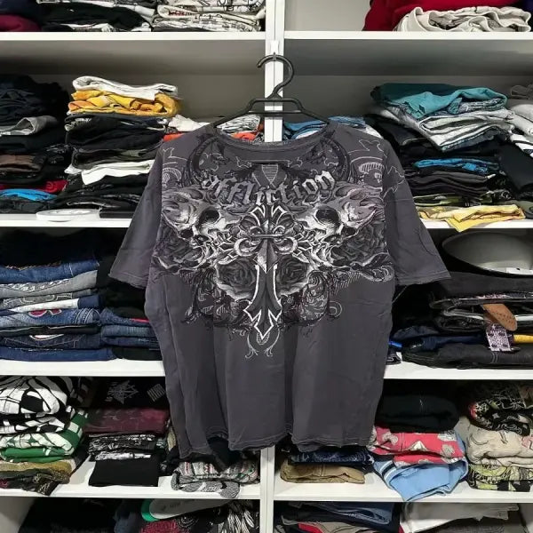 Y2K Affliction Style Long Sleeve T-Shirt - Gothic Graphic Oversized Streetwear for Men & Women - 14 / XXXL