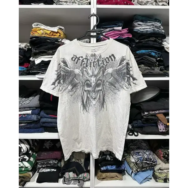 Y2K Affliction Style Long Sleeve T-Shirt - Gothic Graphic Oversized Streetwear for Men & Women - 20 / XXXL