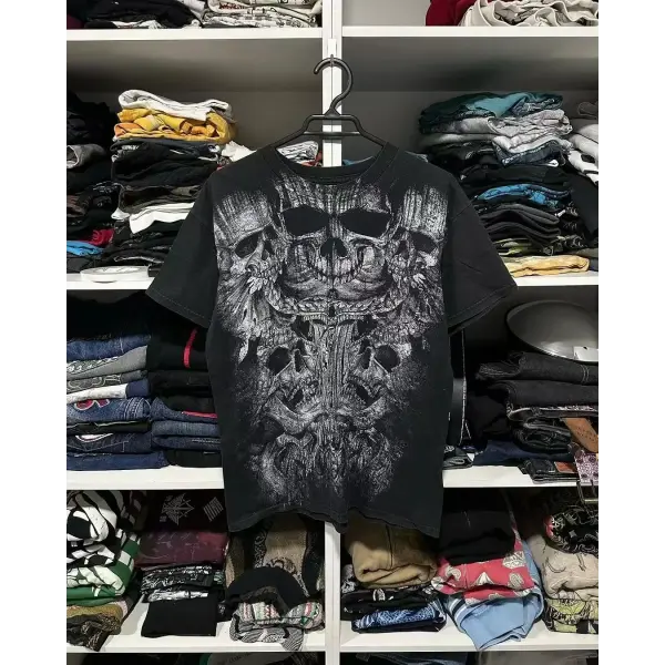 Y2K Affliction Style Oversized T-Shirt - Vintage Punk Hip Hop Graphic Print Cotton Top Women - affliction-16 / XXXL