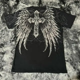 Y2K Affliction Style Oversized T-Shirt - Vintage Punk Hip Hop Graphic Print Cotton Top Women
