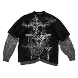 Women Gothic Y2K American Skull Pattern Long Sleeved T Shirt