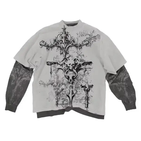 Women Gothic Y2K American Skull Pattern Long Sleeved T Shirt