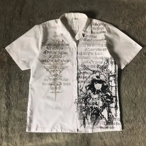 Y2K Black Affliction Retro T-Shirt - Harajuku Gothic Skull & Holy Writ Print Short Sleeve Tee - high quality5 / M