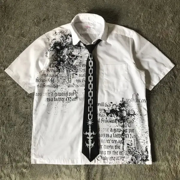 Y2K Black Affliction Retro T-Shirt - Harajuku Gothic Skull & Holy Writ Print Short Sleeve Tee - high quality2 / XXXL