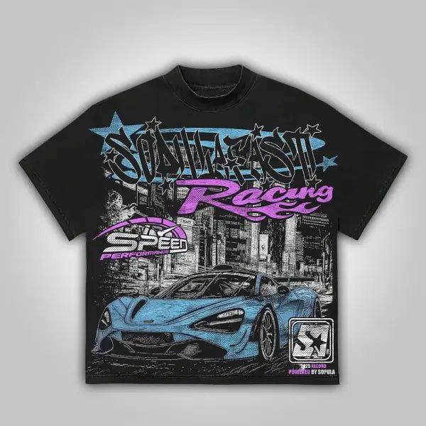 Y2k fast racing breathable machine wash sleeve cotton t-shirt - 2 / S / CHINA