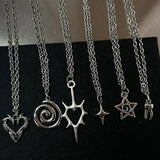 Y2K Flail Fire Heart Teeth Pendant Necklace for Women Men Charm Necklace Grunge Punk Fashion Jewelry