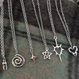 Y2K Flail Fire Heart Teeth Pendant Necklace for Women Men Charm Necklace Grunge Punk Fashion Jewelry