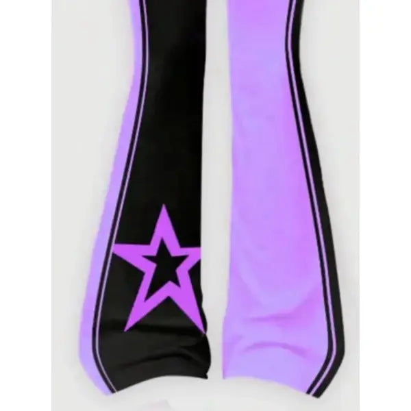 Y2K Flare Pants Girls Outfit Black Purple Graphic Tee