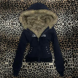 Y2K Harajuku Women’s Fur Collar Hoodie – Slim Chic Goth Punk Streetwear Sweatshirt - Black1 / XXL