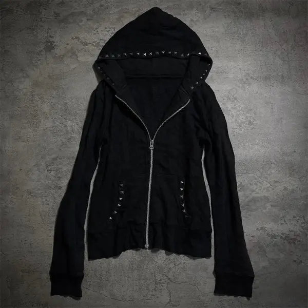 Y2K Harajuku Women’s Fur Collar Hoodie – Slim Chic Goth Punk Streetwear Sweatshirt - Black4 / S