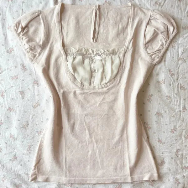 Y2K Pink Coquette Lace Baby Tee - Cute Maiden Sweet Harajuku Slim Top & Vintage Chic Shirt - Pink 2 / S