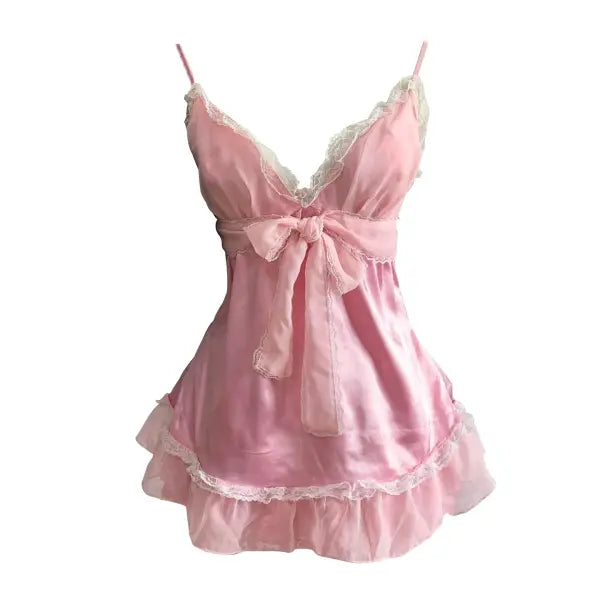 Y2K Pink Coquette Lace Baby Tee - Cute Maiden Sweet Harajuku Slim Top & Vintage Chic Shirt - Pink 1 / S