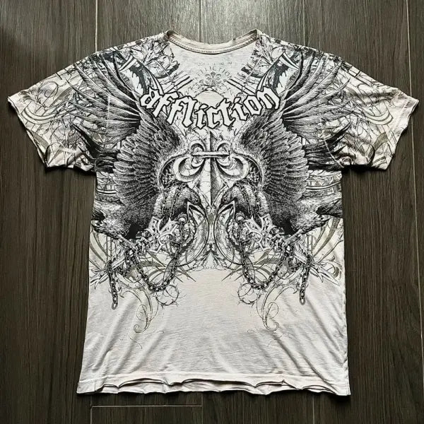 Y2K Retro Punk Hip Hop Printed T-shirt Oversized Type Fashion Top - DTKET39X3YTS / 4XL