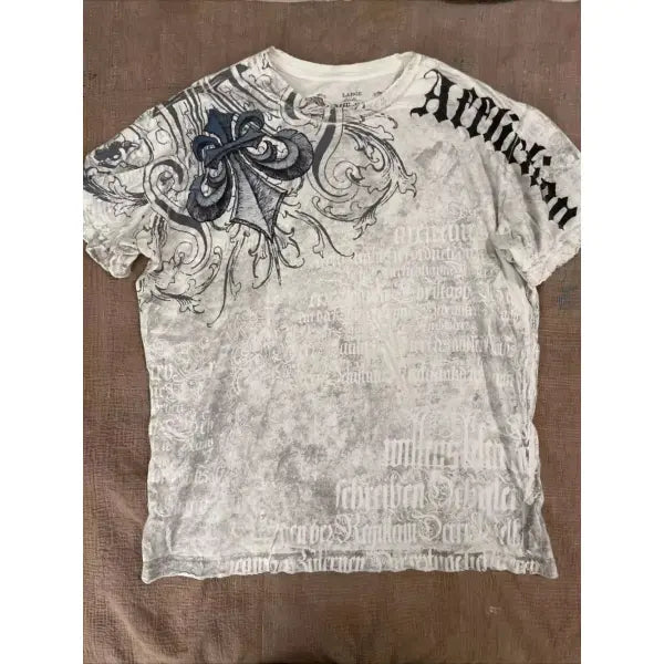 Y2K Retro Punk Hip Hop Printed T-shirt Oversized Type Fashion Top - DTKET39X35KE / XS（old）