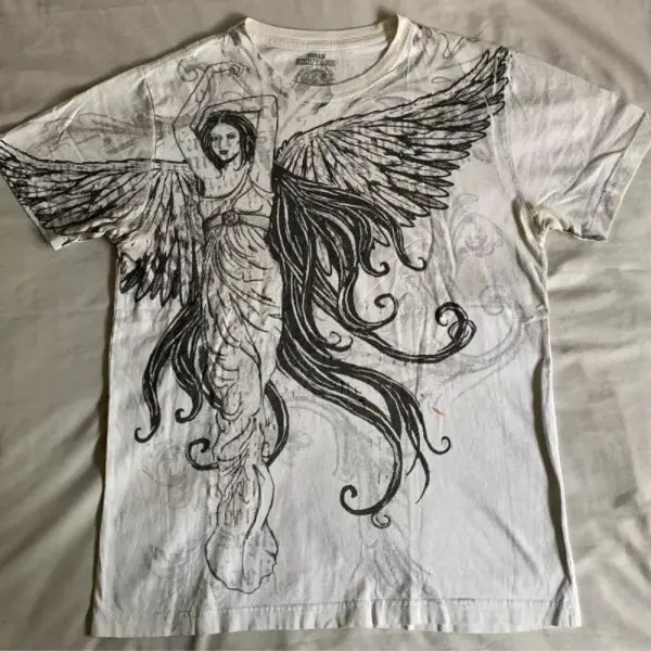 Y2K Retro Punk Hip Hop Printed T-shirt Oversized Type Fashion Top - DTKET39X349J / L