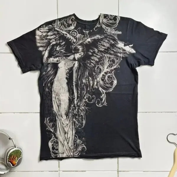 Y2K Retro Punk Hip Hop Printed T-shirt Oversized Type Fashion Top - DTKET39X3MGI / 2XL