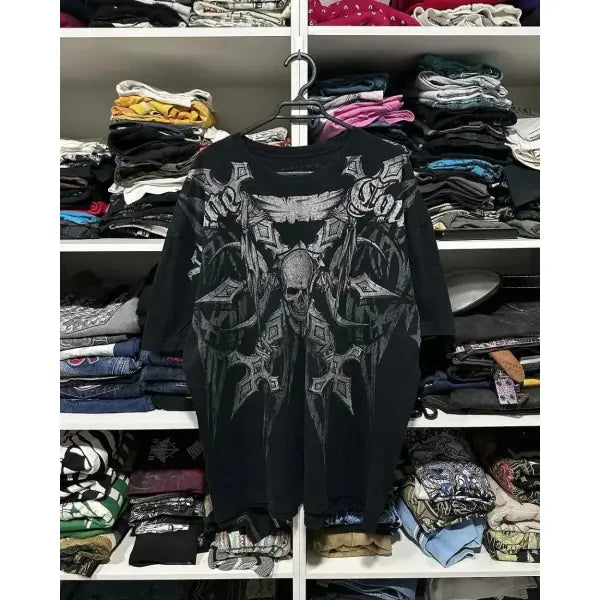 Y2K Retro Punk Hip Hop Printed T-shirt Oversized Type Fashion Top - DTKET39X3THY / 2XL