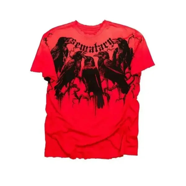 Y2K Retro Punk Hip Hop Printed T-shirt Oversized Type Fashion Top - DTKET39X3ND3 / S