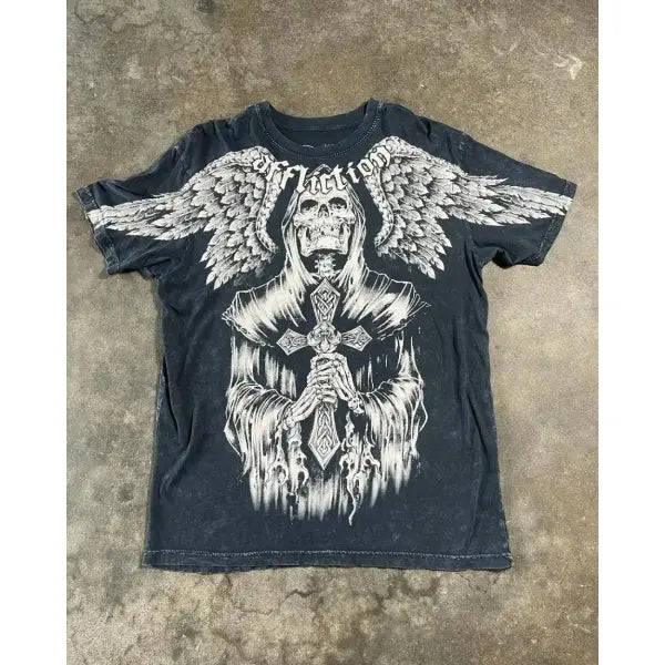 Y2K Retro Punk Hip Hop Printed T-shirt Oversized Type Fashion Top - DTKET39X3S56 / 4XL