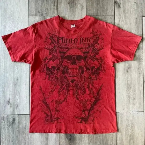 Y2K Retro Punk Hip Hop Printed T-shirt Oversized Type Fashion Top - DTKET39X33FA / 4XL