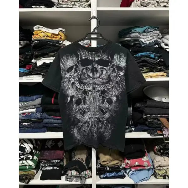 Y2K Retro Punk Hip Hop Printed T-shirt Oversized Type Fashion Top - DTKET39X31MS / XS（old）