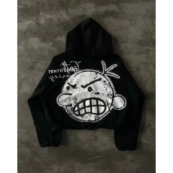 Women’s Y2K Skull Embroidered Zip Hoodie – Harajuku Gothic Slim Fit Graphic Hooded Jacket - 2 / L