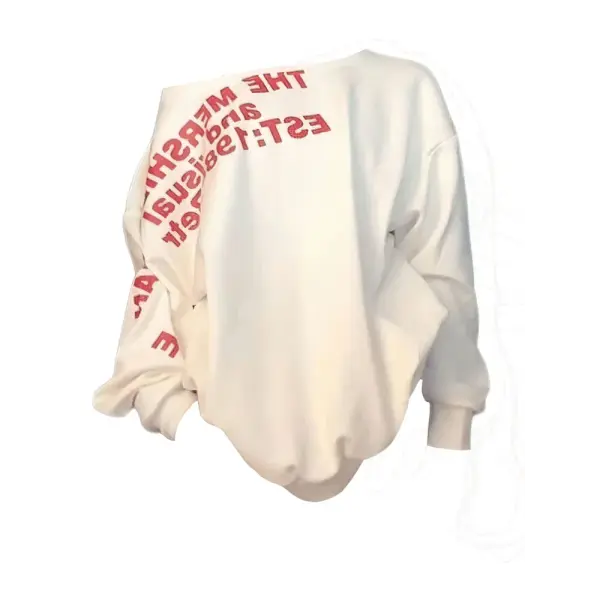 Women’s Y2K Oversized Long Sleeve T-Shirt - Sexy Print Streetwear Top & Korean Fashion Tee - Apricot Regular / L
