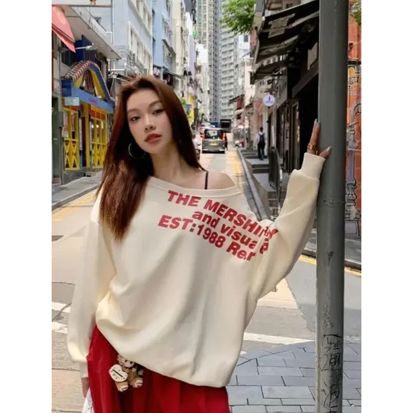 Women’s Y2K Oversized Long Sleeve T-Shirt - Sexy Print Streetwear Top & Korean Fashion Tee