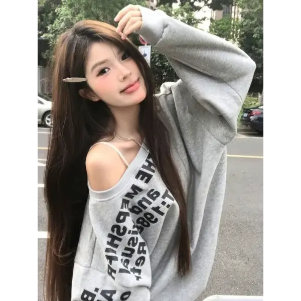 Women’s Y2K Oversized Long Sleeve T-Shirt - Sexy Print Streetwear Top & Korean Fashion Tee