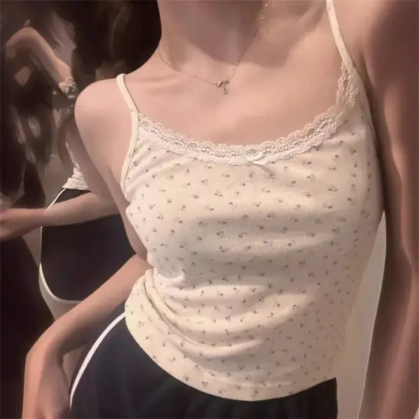 Y2k Short Sleeve Slash Neck Floral Print Slim Fit Summer Top