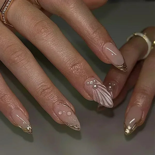 Y2K Stiletto Almond False Nails with Adhesive 24pcs - Himpall