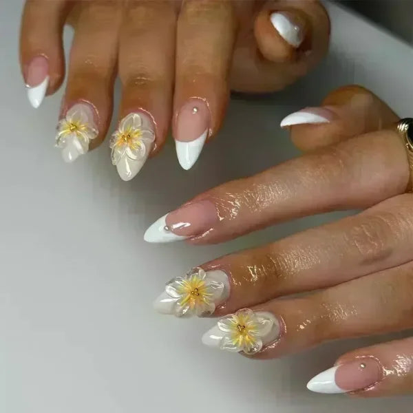 Y2K Stiletto Almond False Nails with Adhesive 24pcs - Himpall