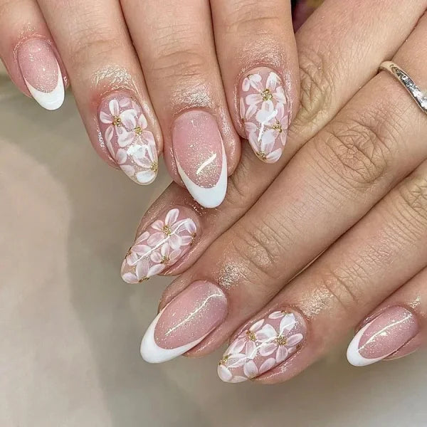 Y2K Stiletto Almond False Nails with Adhesive 24pcs - Himpall