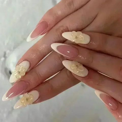 Y2K Stiletto Almond False Nails with Adhesive 24pcs - Himpall
