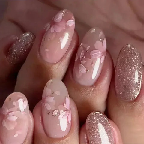 Y2K Stiletto Almond False Nails with Adhesive 24pcs - Himpall