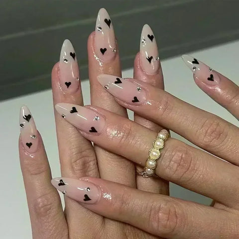Y2K Stiletto Almond False Nails with Adhesive 24pcs - Himpall