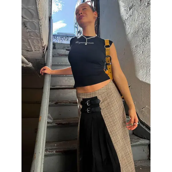 Y2k Streetwear Crop Tops Letter Print Black Tees Short Sleeve Graphics T Shirt Womens 2023