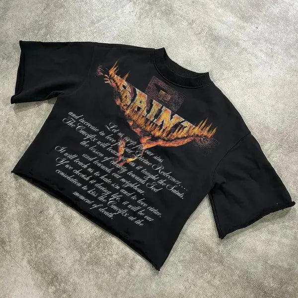 Y2K Vintage Clothing Retro Classic Graphic Printed Loose Short Sleeve Harajuku Gothic Casual Oversized Cotton T Shirt