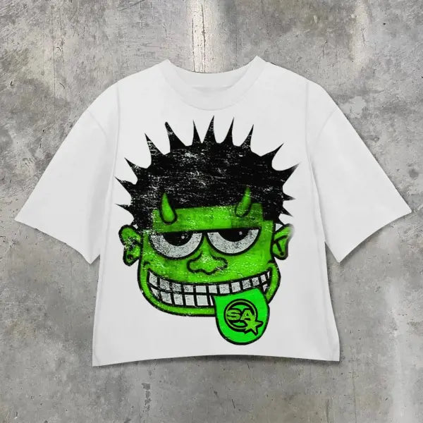 Y2K Vintage Clothing Retro Classic Graphic Printed Loose Short Sleeve Harajuku Gothic Casual Oversized Cotton T Shirt