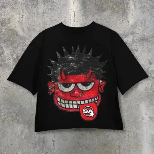 Y2K Vintage Clothing Retro Classic Graphic Printed Loose Short Sleeve Harajuku Gothic Casual Oversized Cotton T Shirt