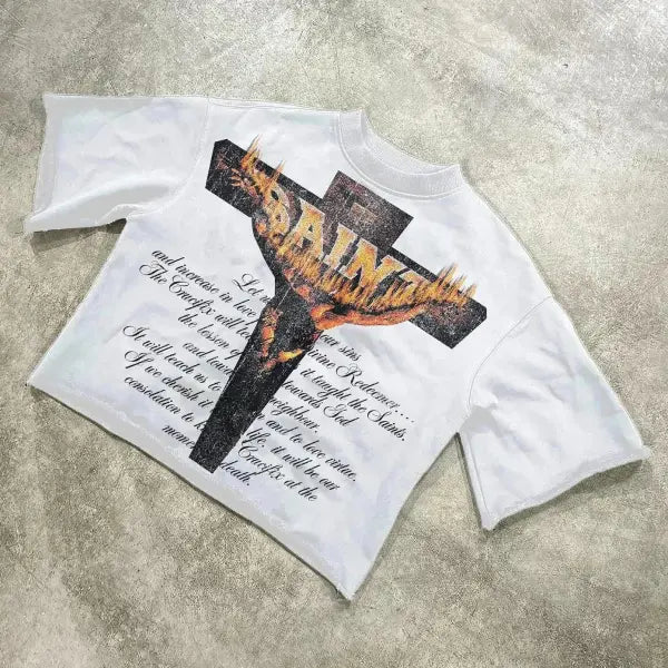 Y2K Vintage Clothing Retro Classic Graphic Printed Loose Short Sleeve Harajuku Gothic Casual Oversized Cotton T Shirt