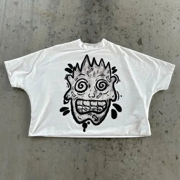 Y2K Vintage Clothing Retro Classic Graphic Printed Loose Short Sleeve Harajuku Gothic Casual Oversized Cotton T Shirt