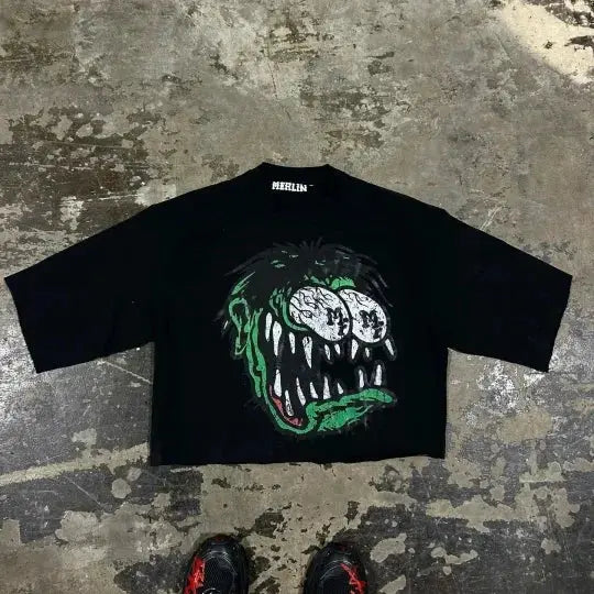 Y2K Vintage Clothing Retro Classic Graphic Printed Loose Short Sleeve Harajuku Gothic Casual Oversized Cotton T Shirt