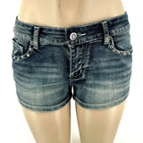 Y2K Wing Rivet Denim Shorts Low Waist Gothic Sexy Mini Skirt