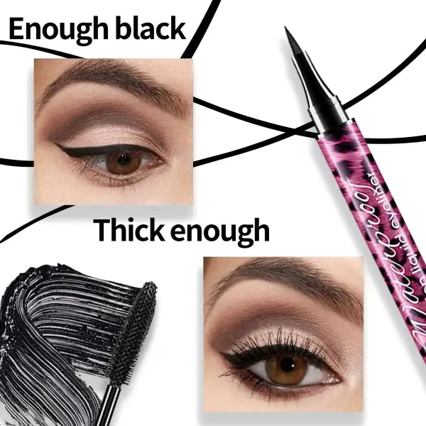 YANQINA Liquid Eyeliner Pencil 4D Waterproof Mascara Set Cosmetics Eye Liner Thick Curling Mascara Eyebrow Pencil Eyes