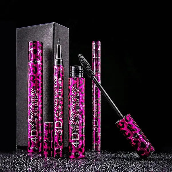 YANQINA Liquid Eyeliner Pencil 4D Waterproof Mascara Set Cosmetics Eye Liner Thick Curling Mascara Eyebrow Pencil Eyes