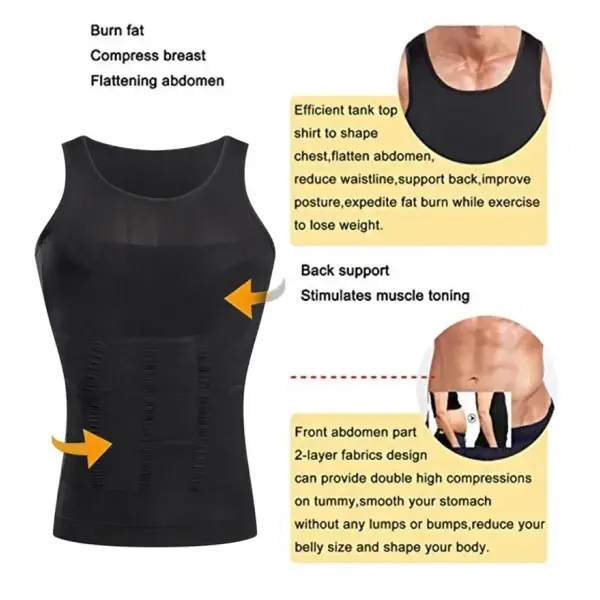YBFDO Men Body Shaper Slimming Compression Vest Undershirt Seamless Waist Trainer Tank Top Belly Control Weight Loss