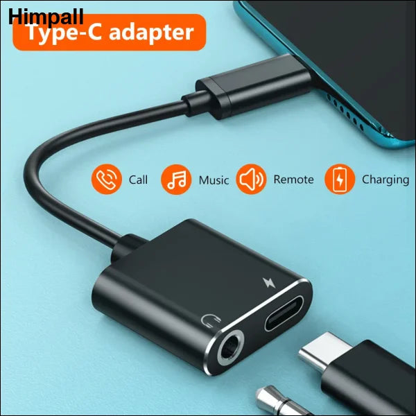 YCDC 2-in-1 USB-C to 3.5mm Headphone Splitter Adapter for Android