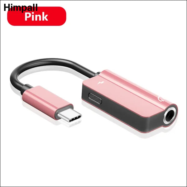 YCDC 2-in-1 USB-C to 3.5mm Headphone Splitter Adapter for Android - 2 in 1 Pink / United States