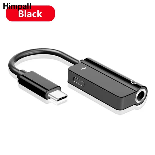 YCDC 2-in-1 USB-C to 3.5mm Headphone Splitter Adapter for Android - 2 in 1 Black / United States